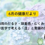 梅雨のだるさ・頭重感・むくみ…東洋医学で考える「湿」と胃腸の関係