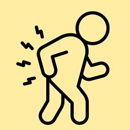 腰のあたりをおさえている人